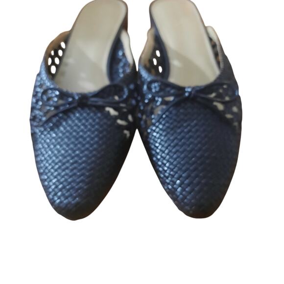 Talbots Edison Womens Almond Toe Open Back Bow Detail Black Mules Size 9 1/2 - Picture 4 of 8